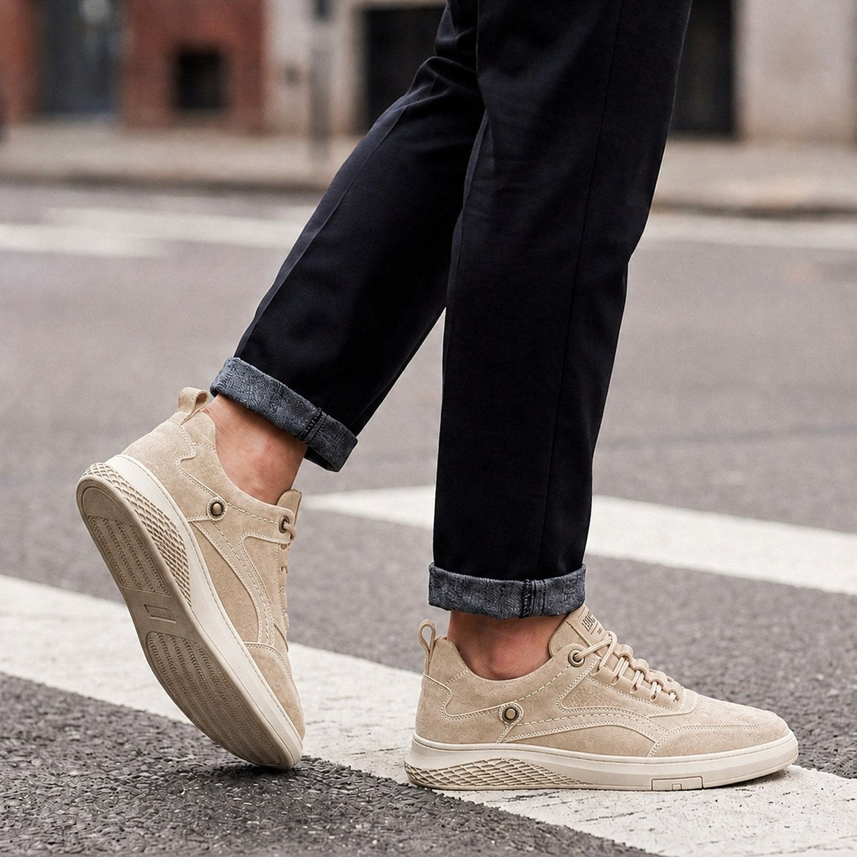 Mason | Męskie sneakersy retro w stylu zamszu, sneakersy na co dzień | Rokishi | Brązowy
