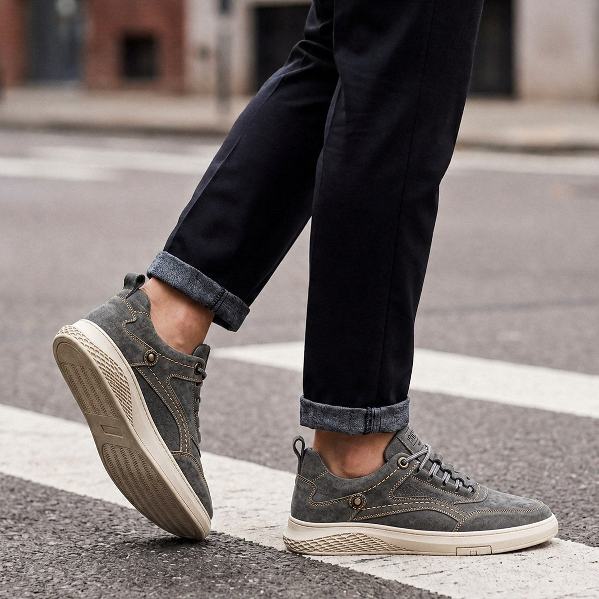 Mason | Męskie sneakersy retro w stylu zamszu, sneakersy na co dzień | Rokishi | Brązowy