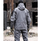 Michael | Męski wodoodporny dres termiczny z wieloma kieszeniami, funkcjonalny dres jesienny | Rokishi | Szary (zestaw 2 szt.)