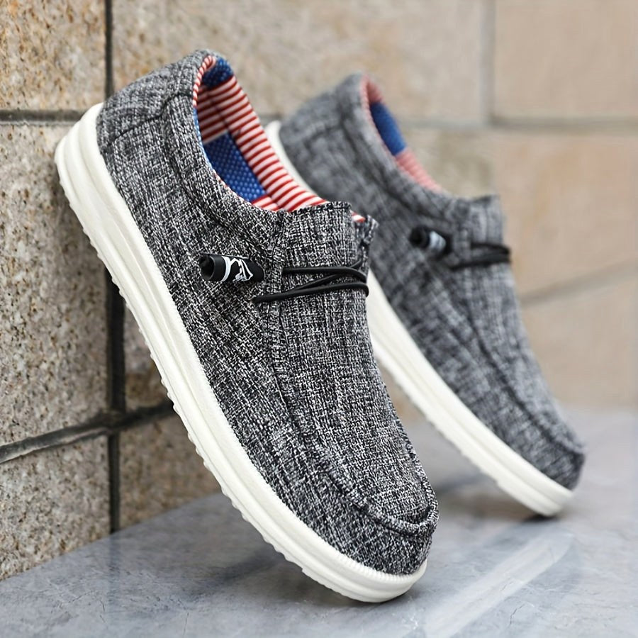 Niklas | Męskie loafersy z płótna z elastycznym sznurowaniem, lekkie buty typu slip-on | Rokishi | Granatowy