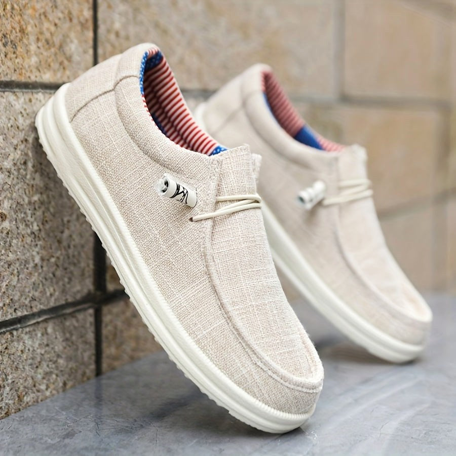 Niklas | Męskie loafersy z płótna z elastycznym sznurowaniem, lekkie buty typu slip-on | Rokishi | Granatowy