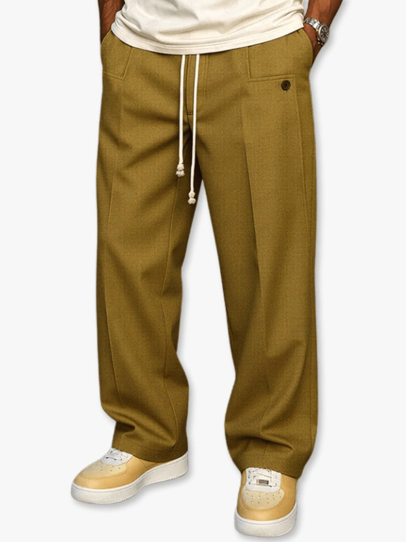 Nils | Męskie spodnie o prostym kroju, nowoczesne spodnie jogger | Rokishi | Khaki