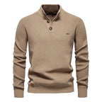 Oliver | Męski sweter bawełniany o klasycznym kroju, elegancki męski sweter | Rokishi | Khaki