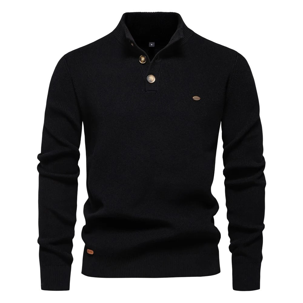 Oliver | Męski sweter bawełniany o klasycznym kroju, elegancki męski sweter | Rokishi | Khaki