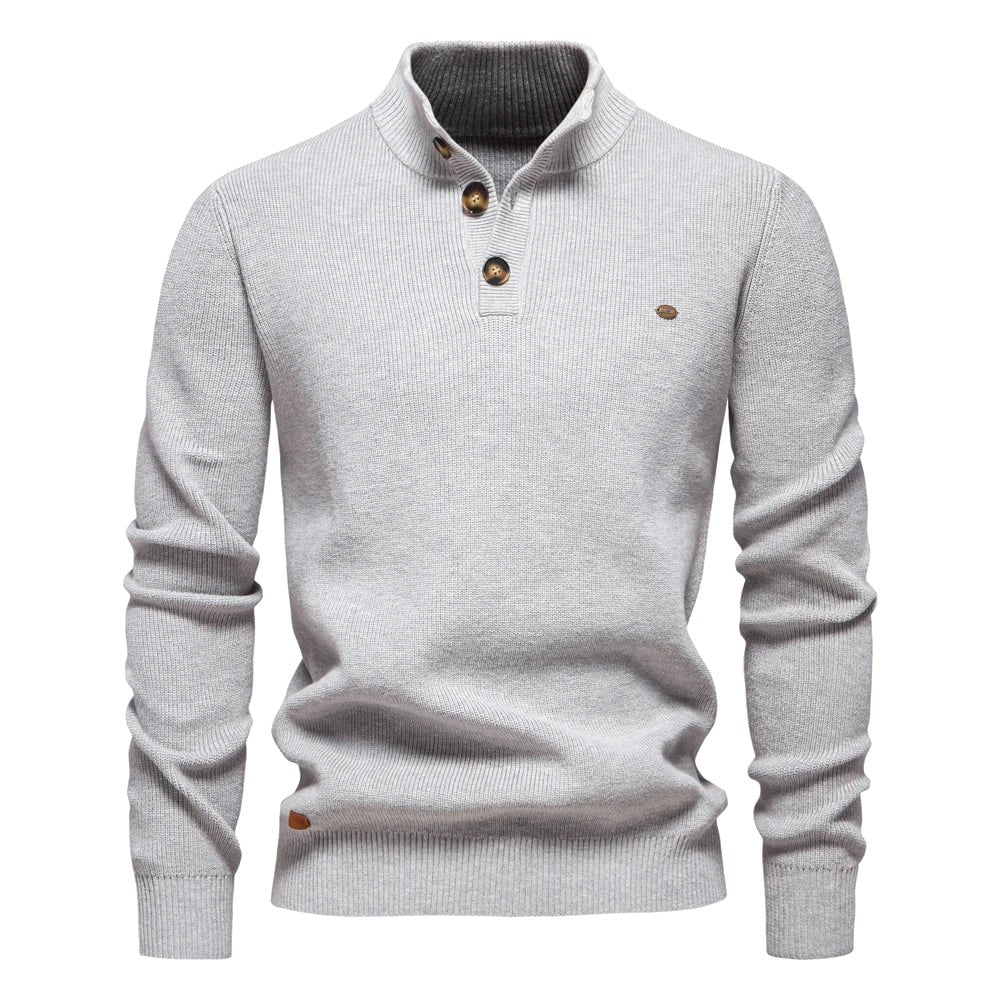 Oliver | Męski sweter bawełniany o klasycznym kroju, elegancki męski sweter | Rokishi | Khaki