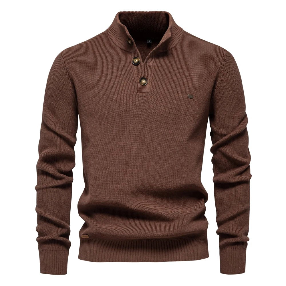 Oliver | Męski sweter bawełniany o klasycznym kroju, elegancki męski sweter | Rokishi | Khaki