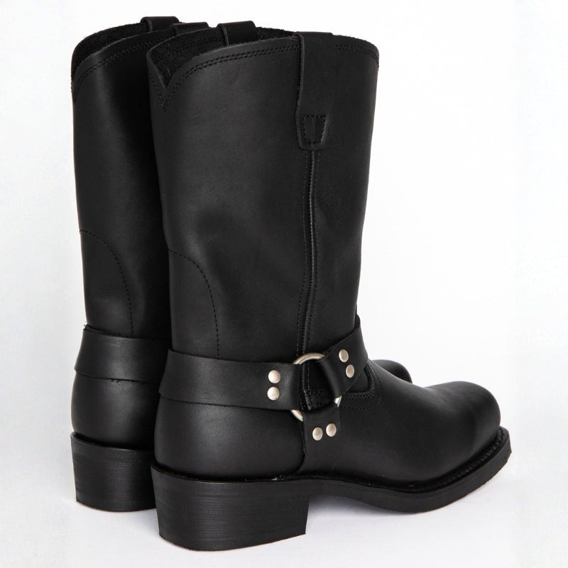 Oswin | Męskie kozaki kowbojskie za łydkę, buty westernowe w stylu harness | Rokishi | Brązowy