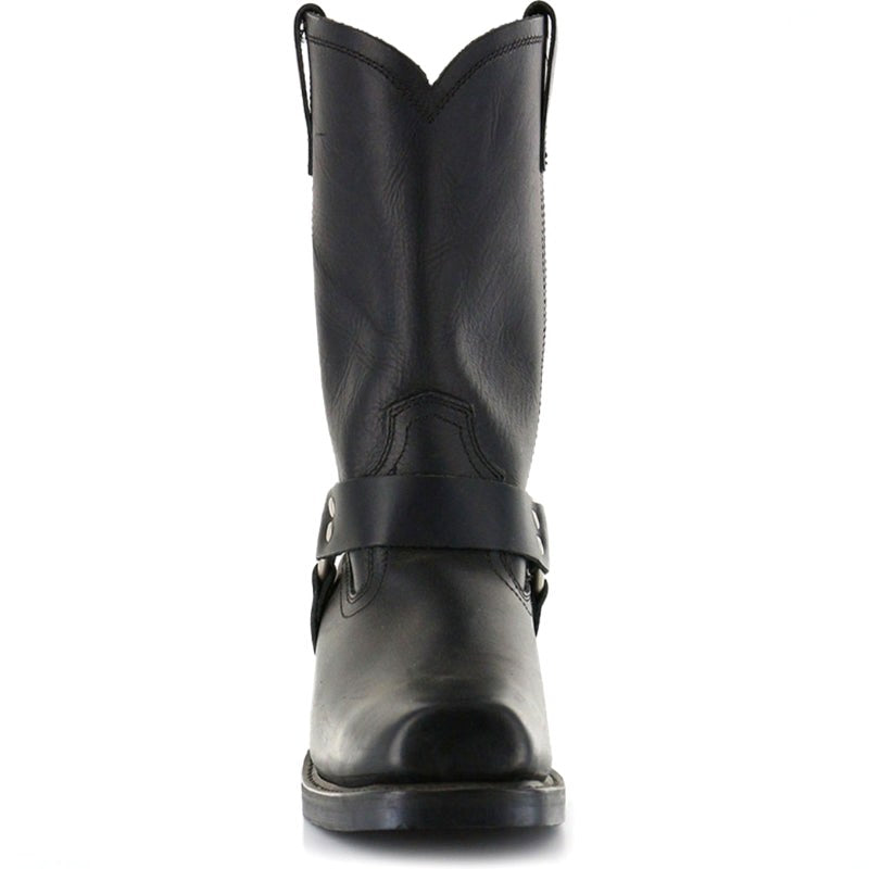 Oswin | Męskie kozaki kowbojskie za łydkę, buty westernowe w stylu harness | Rokishi | Czarny