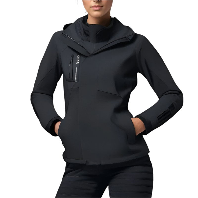 Patricia | Damska wodoodporna kurtka softshell, wiatroszczelny płaszcz sportowy | Rokishi | Czarny