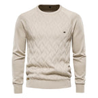 Patrick | Klasyczny męski sweter bawełniany, elegancki sweter casualowy | Rokishi | Brązowy