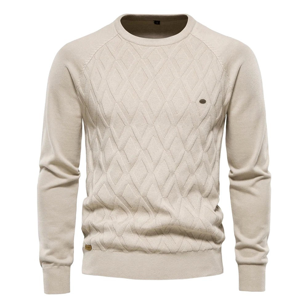 Patrick | Klasyczny męski sweter bawełniany, elegancki sweter casualowy | Rokishi | Brązowy