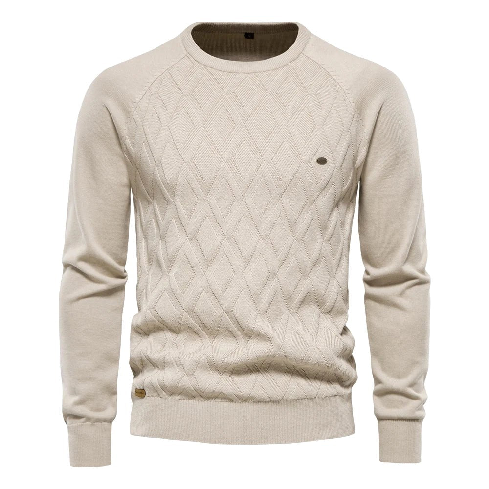 Patrick | Klasyczny męski sweter bawełniany, elegancki sweter casualowy | Rokishi | Brązowy