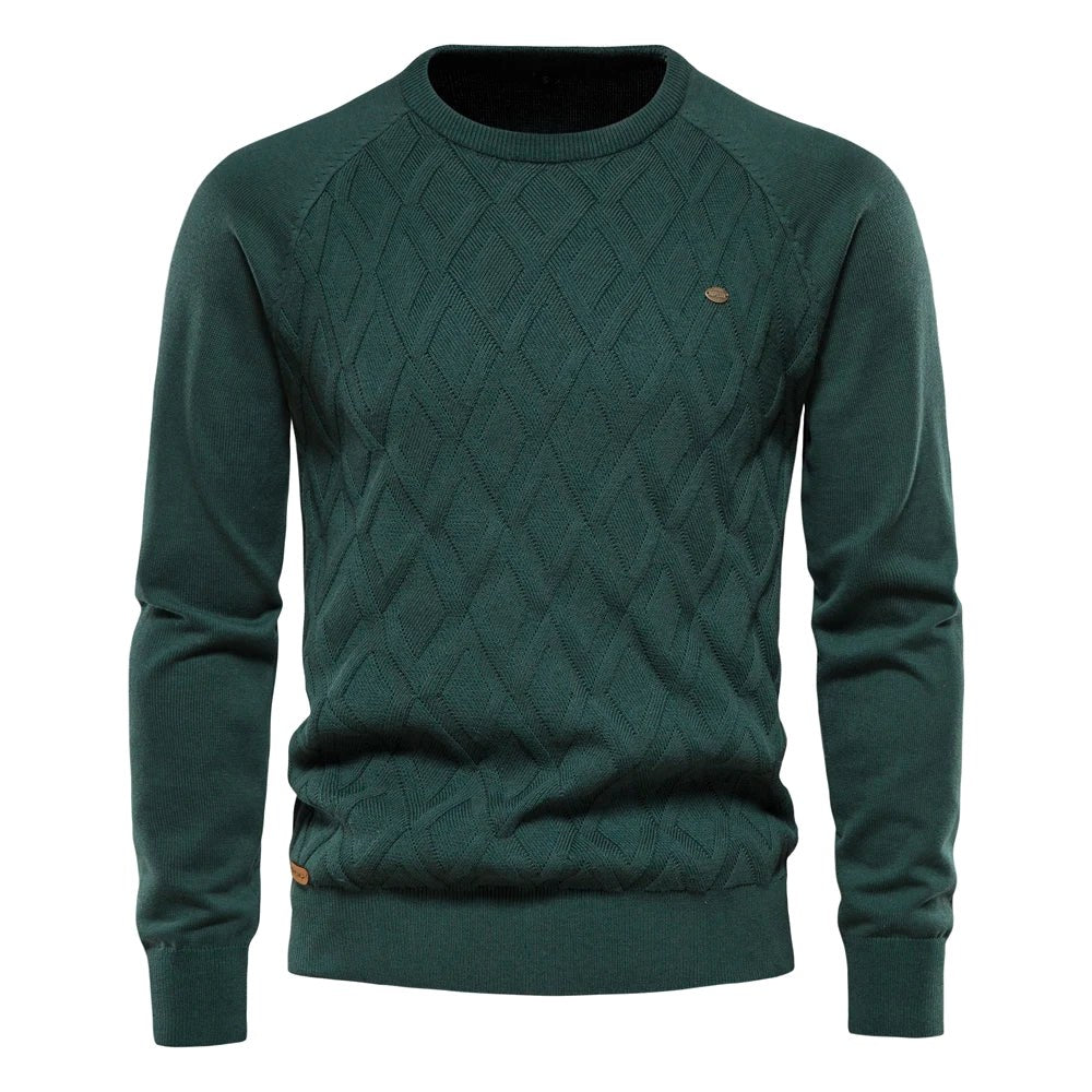 Patrick | Klasyczny męski sweter bawełniany, elegancki sweter casualowy | Rokishi | Brązowy