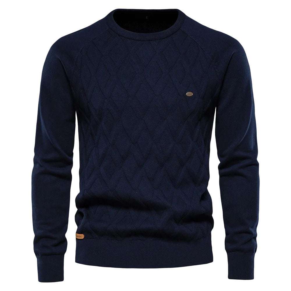 Patrick | Klasyczny męski sweter bawełniany, elegancki sweter casualowy | Rokishi | Brązowy