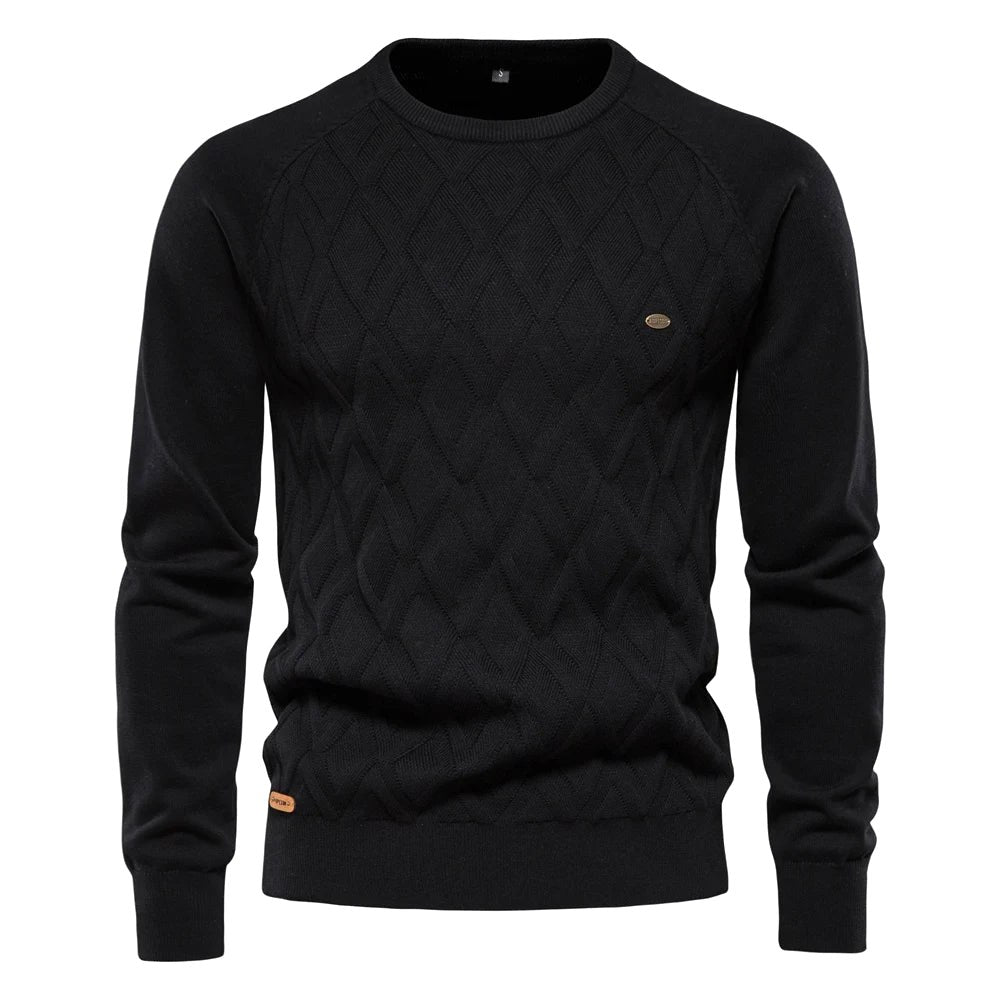Patrick | Klasyczny męski sweter bawełniany, elegancki sweter casualowy | Rokishi | Khaki