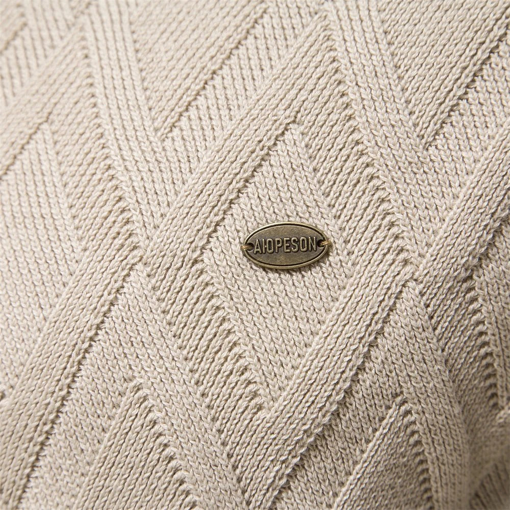 Patrick | Klasyczny męski sweter bawełniany, elegancki sweter casualowy | Rokishi | Khaki