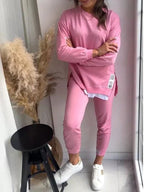 Penelope | Damski oversize'owy dwuczęściowy komplet dresowy, zwężane spodnie jogger | Rokishi | Szary