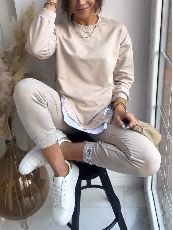 Penelope | Damski oversize'owy dwuczęściowy komplet dresowy, zwężane spodnie jogger | Rokishi | Szary