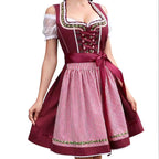 Magdalena | Damska sukienka w kratę w stylu bawarskim z gorsetowym wiązaniem i koronką, sukienka midi na Oktoberfest | Rokishi