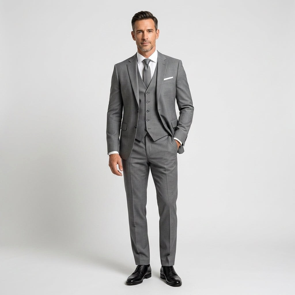 Przemysław | Elegancki trzyczęściowy garnitur męski z kamizelką, garnitur slim fit | Rokishi