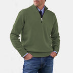 Reinhard | Męski sweter z zamkiem i lekkim ociepleniem, elegancki sweter z dzianiny | Rokishi | Szary