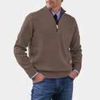 Reinhard | Męski sweter z zamkiem i lekkim ociepleniem, elegancki sweter z dzianiny | Rokishi | Szary