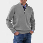 Reinhard | Męski sweter z zamkiem i lekkim ociepleniem, elegancki sweter z dzianiny | Rokishi | Czerwony