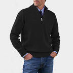 Reinhard | Męski sweter z zamkiem i lekkim ociepleniem, elegancki sweter z dzianiny | Rokishi | Czerwony