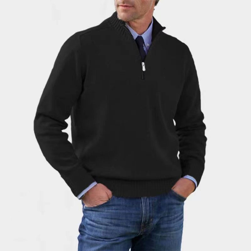 Reinhard | Męski sweter z zamkiem i lekkim ociepleniem, elegancki sweter z dzianiny | Rokishi | Czerwony