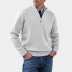 Reinhard | Męski sweter z zamkiem i lekkim ociepleniem, elegancki sweter z dzianiny | Rokishi | Czerwony