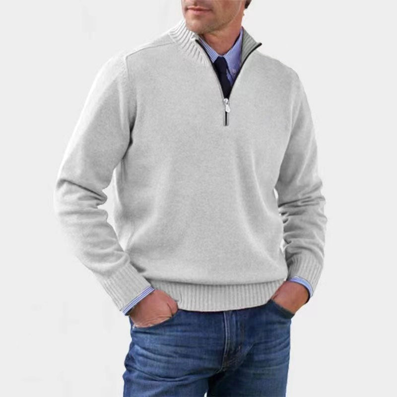 Reinhard | Męski sweter z zamkiem i lekkim ociepleniem, elegancki sweter z dzianiny | Rokishi | Czerwony
