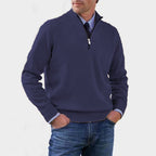 Reinhard | Męski sweter z zamkiem i lekkim ociepleniem, elegancki sweter z dzianiny | Rokishi | Czerwony