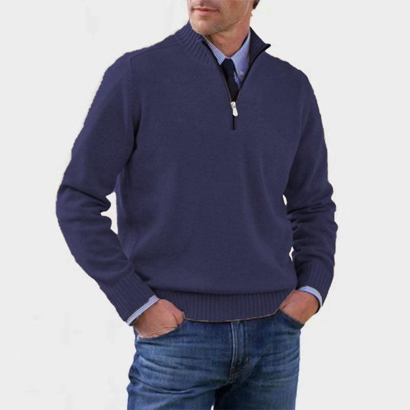 Reinhard | Męski sweter z zamkiem i lekkim ociepleniem, elegancki sweter z dzianiny | Rokishi | Czerwony