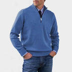 Reinhard | Męski sweter z zamkiem i lekkim ociepleniem, elegancki sweter z dzianiny | Rokishi | Czerwony