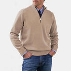 Reinhard | Męski sweter z zamkiem i lekkim ociepleniem, elegancki sweter z dzianiny | Rokishi | Szary