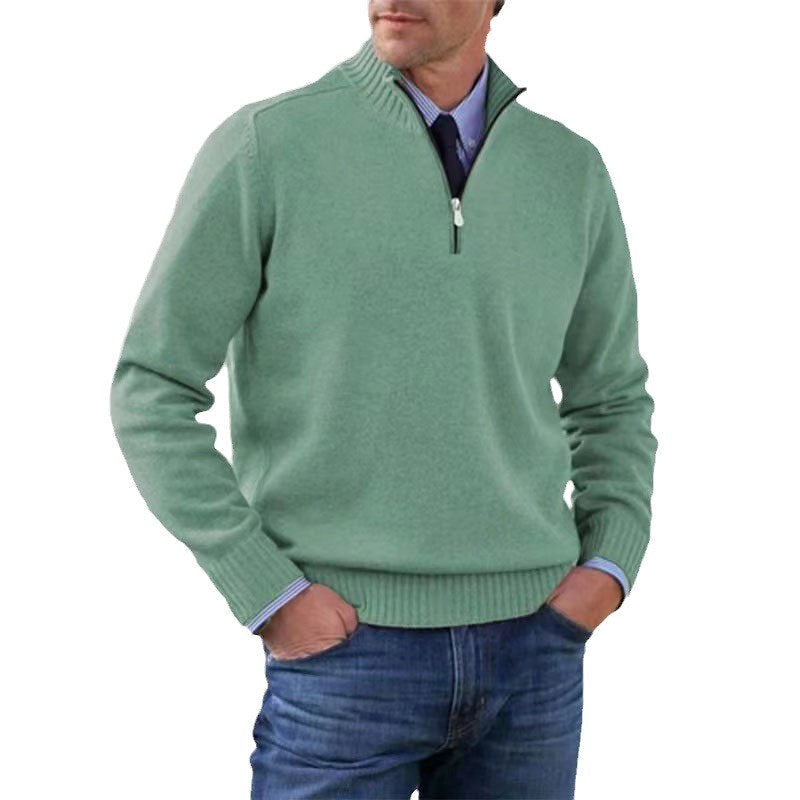 Reinhard | Męski sweter z zamkiem i lekkim ociepleniem, elegancki sweter z dzianiny | Rokishi | Szary