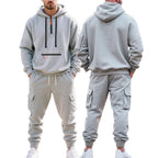 Robert | Sportowy męski dres z kapturem, ciepły zestaw zimowy | Rokishi | Ciemny szary