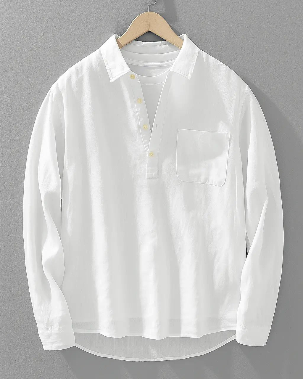 Rory | Męska koszula overshirt z bawełny i lnu, luźna koszula z krótkim zapięciem na guziki | Rokishi | Granatowy