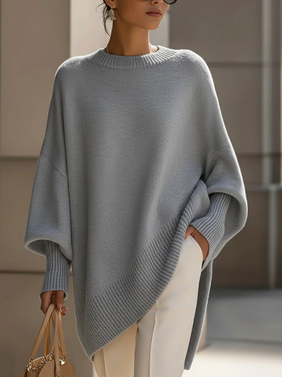 Rosalie | Damski oversize'owy sweter, sweter z miękkim splywem | Rokishi | Granatowy