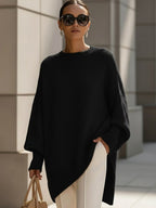 Rosalie | Damski oversize'owy sweter, sweter z miękkim splywem | Rokishi | Oliwkowy