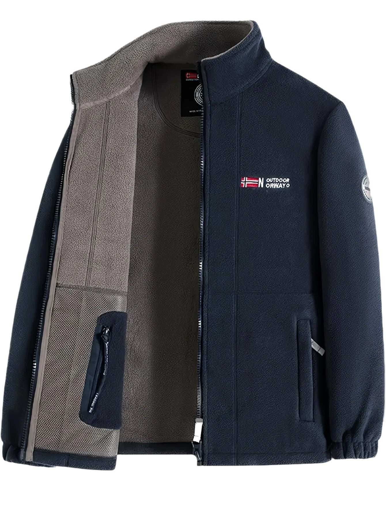 Rudolf | Męska bluza polarowa z kołnierzem, bluza polarowa outdoorowa | Rokishi | Ciemny niebieski