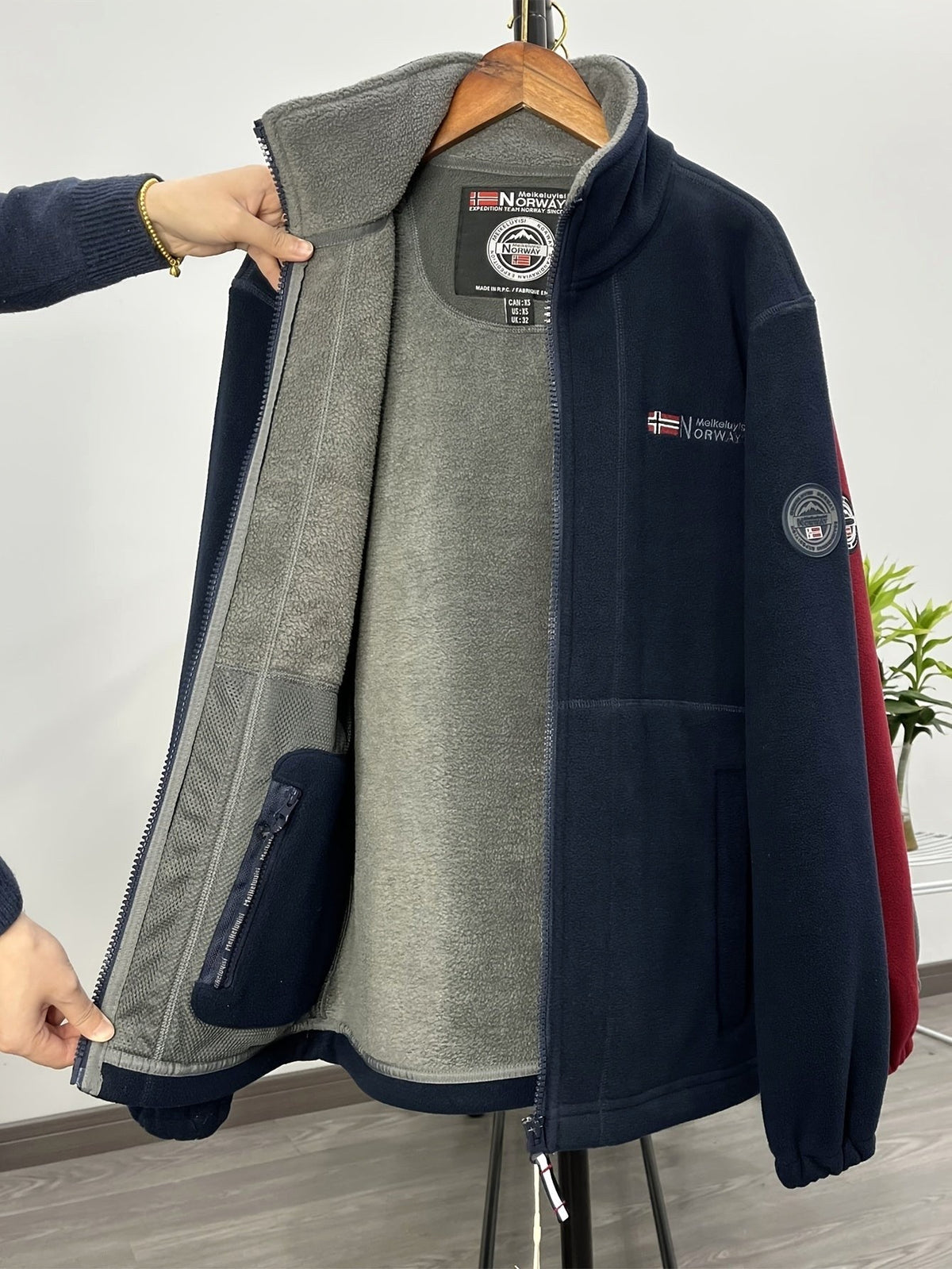 Rudolf | Męska bluza polarowa z kołnierzem, bluza polarowa outdoorowa | Rokishi | Czerwony