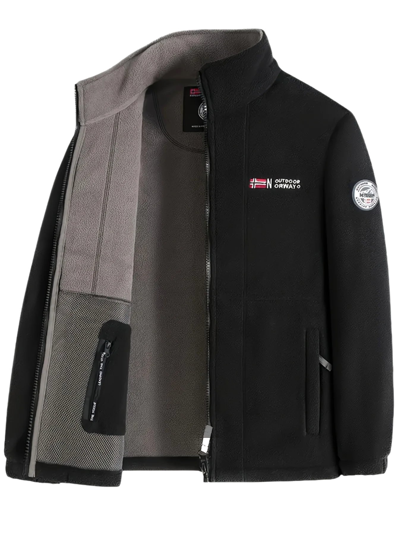 Rudolf | Męska bluza polarowa z kołnierzem, bluza polarowa outdoorowa | Rokishi | Khaki