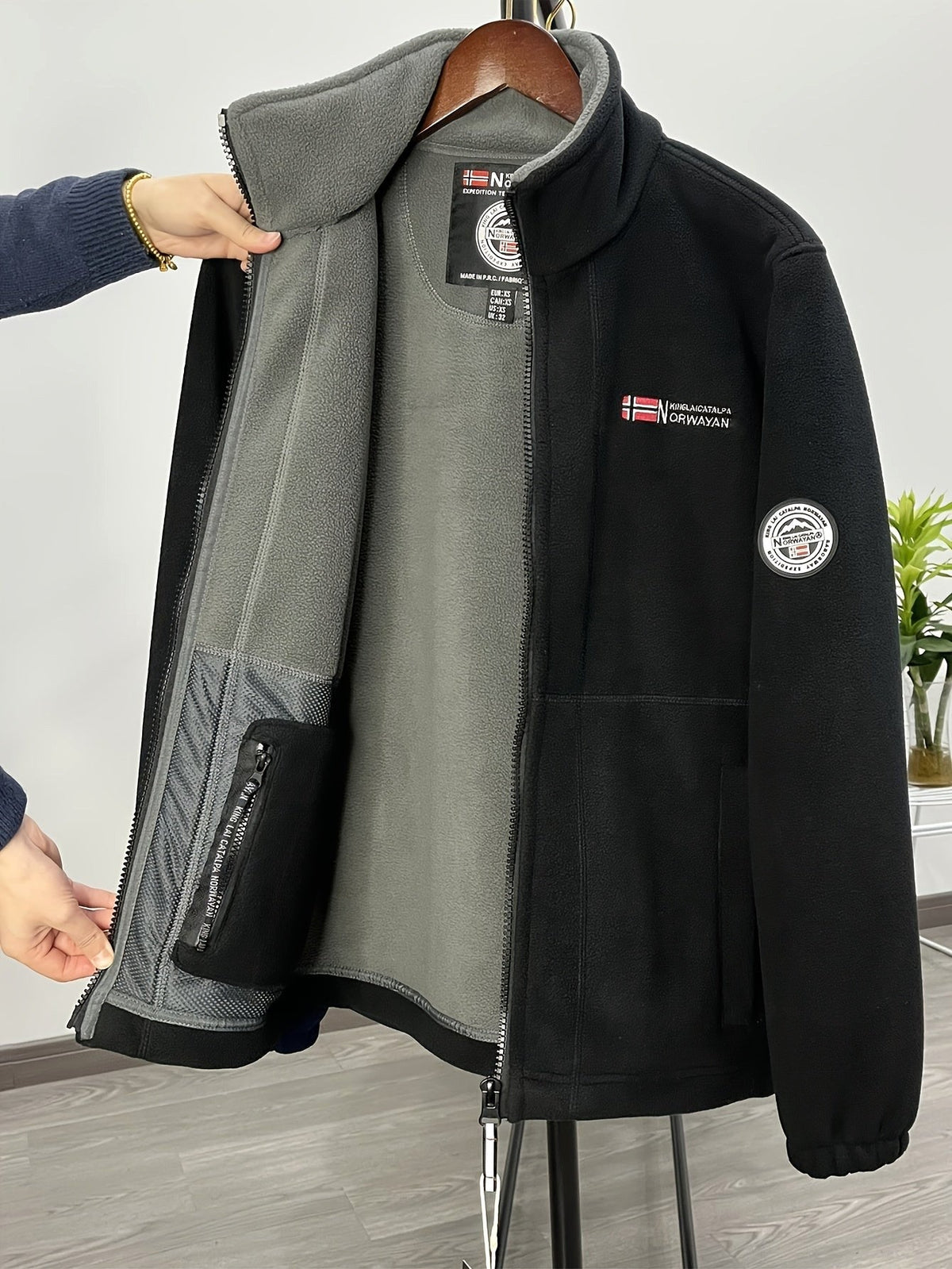Rudolf | Męska bluza polarowa z kołnierzem, bluza polarowa outdoorowa | Rokishi | Khaki