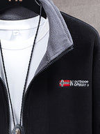 Rudolf | Męska bluza polarowa z kołnierzem, bluza polarowa outdoorowa | Rokishi | Khaki