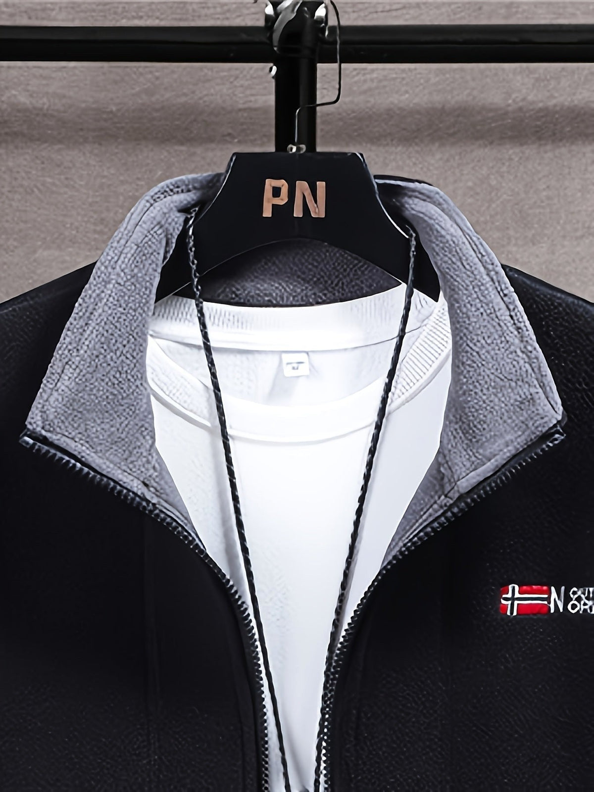 Rudolf | Męska bluza polarowa z kołnierzem, bluza polarowa outdoorowa | Rokishi | Szary