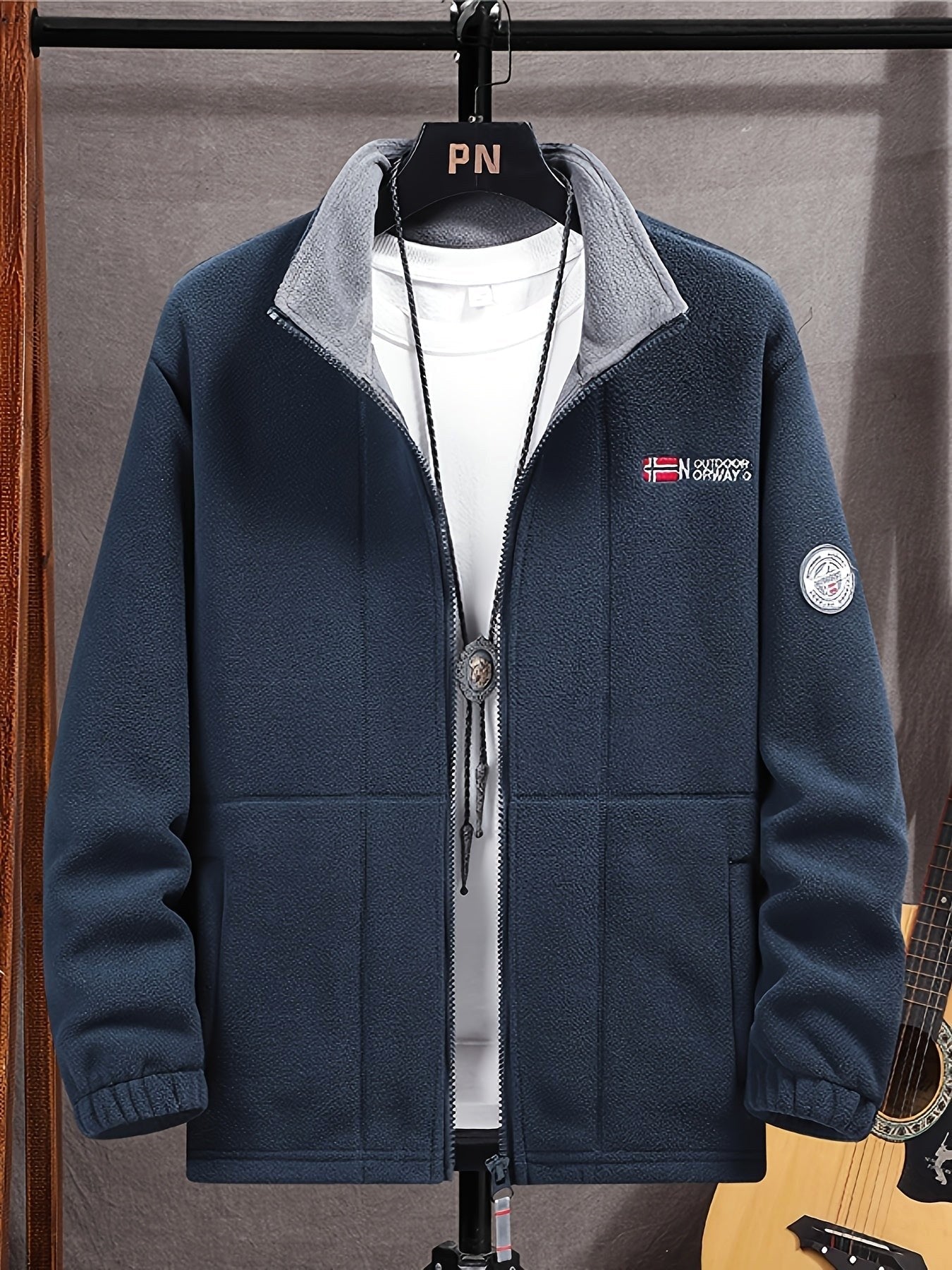 Rudolf | Męska bluza polarowa z kołnierzem, bluza polarowa outdoorowa | Rokishi | Szary
