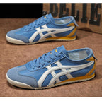 Sebastian | Męskie sneakersy w stylu retro z kontrastowymi paskami i akcentami z zamszu, sneakersy vintage | Rokishi | Pomarańczowy