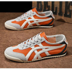Sebastian | Męskie sneakersy w stylu retro z kontrastowymi paskami i akcentami z zamszu, sneakersy vintage | Rokishi | Żółty