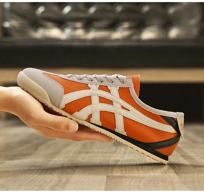 Sebastian | Męskie sneakersy w stylu retro z kontrastowymi paskami i akcentami z zamszu, sneakersy vintage | Rokishi | Żółty